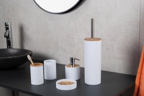 Muilo dozatorius RIDDER EVINA, pastatomas, 300 ml, baltas, blizgus chromas, ABS / bambukas, 2029501