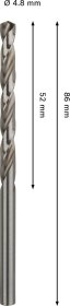 Grąžtas metalui BOSCH HSS-G, DIN 338, 4,8 × 52 × 86 mm