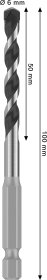 Universalus grąžtas BOSCH PRO, šešiakampiu kotu, 6 x 50 x 100 mm