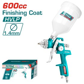 Dažymo pistoletas TOTAL, su plastikiniu viršutiniu indu 0,6L, užbaigiamajam sluoksniui, 1.4 mm, 180-250 mm, TAT10601