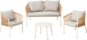 Lauko baldų komplektas, komplektą sudaro: dvivietė sofa, 2 vienviečiai krėslai ir staliukas