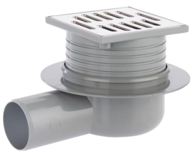 Horizontalus trapas ACO RUG, DN50, su nerūdijančiojo plieno grotelėmis 100x100 mm, 316739