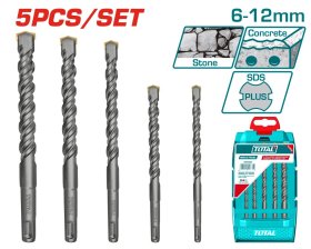 Grąžtų rinkinys TOTAL, betonui, 5 vnt. SDS+, (6,8,8,10,12 mm) TAC190501