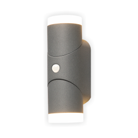 Lauko sieninis LED šviestuvas SALTA Sano Sens, su mikrobangu judesio jutikliu, LED 2x6W, 3000 K, 1080 lm, IP65, 80x65x192 mm, antracito sp.