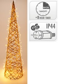 Kalėdinė LED dekoracija Eglutė, geležies viela, šiltos baltos sp., skaidrus kabelis 500 cm, 24 x 24 x 100 cm, lauko naudojimui