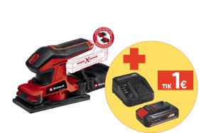 Akumuliatorinis vibracinis šlifuoklis EINHELL TC-OS 18/187 Li Solo, 18 V, naudojamo švirtinio popieriaus lapeliai 94x187 mm, be akumuliatorių ir kroviklio