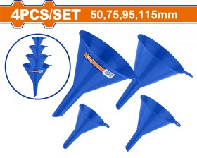 Plastikinių piltuvėlių komplektas WADFOW, 50, 75, 95, 115 mm, 4 vnt., WUFS2304
