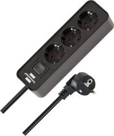 Ilgiklis BRENNENSTUHL Ecolor Extension, su jungikliu, su įž., 3 lizdai, 1,5 m, 3x1,5, juodos sp.
