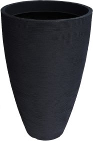 Plastikinis lauko vazonas, ovalus, antracito sp., skersmuo 45 cm., aukštis 69 cm