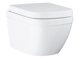 Klozetas GROHE EURO CERAMIC, pakabinamas, be nuplovimo lanko, su Triple Vortex nuleidimu, lėtai nusileidžiantis dangtis, baltas, 39554000