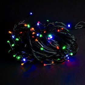 Šviečianti girlianda SUNLUX M30, 300 LED su plonu laidu, 30 m., įvairiaspalvė, IP44, tinka naudoti lauke, 1A 30M-4