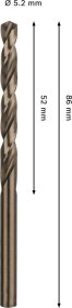 Grąžtas metalui BOSCH HSS-Co, DIN 338, 5,2 × 52 × 86 mm