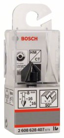 Griovelių freza BOSCH HM 90o, HM 90o, l=16 mm,kotas 8mm