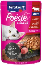 Konservuotas kačių ėdalas VITAKRAFT POESIE DELICE, su jautiena, maišelyje, 85g