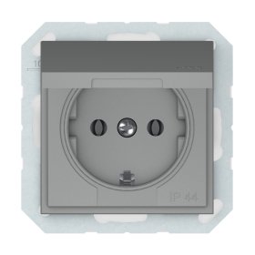 Kištukinis lizdas VILMA QR1000, IP44, įleidžiamas, be rėmelio, su įž., pilka matinė sp., RP16-003-02