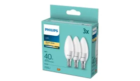 LED lemputė PHILIPS, 5W, E14 B35, WW, 2700K, 220-240V, 470 lm, 3 vnt.