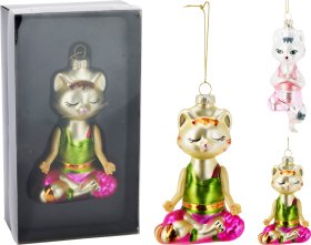 Eglutės žaisliukas Katė, stiklas, 2 skirtingi dizainai, įvairių spalvų ir dydžių