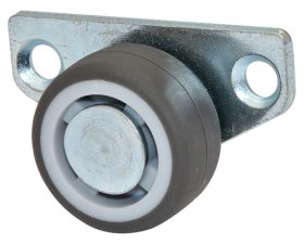 Stalčių ratukas su šonine plokštele WAGNER, d-30 mm, minkštas, cinkuotas, apkrova - 40 kg.