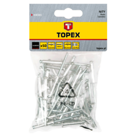 Kniedės TOPEX, 3,2 x 10,0 mm, aliumininės, 50 vnt