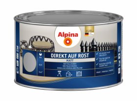 Antikoroziniai dažai ALPINA DIREKT AUF ROST, 0,3 l, matiniai, šviesiai pilkos spalvos, RAL7001