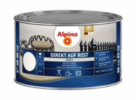 Antikoroziniai dažai ALPINA DIREKT AUF ROST, 0,3 l, matiniai, baltos spalvos, RAL9010