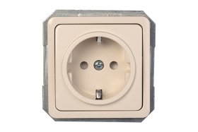 Kištukinis lizdas VILMA Sp 300, 1 vietos, įleidžiamas, su įž., su apsaugine sklende, dramblio kaulo spalvos, RP16-002-22