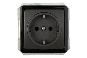 Kištukinis lizdas VILMA Sp 300, 1 vietos, įleidžiamas, su įž., su apsaugine sklende, antracito spalvos, RP16-002-22