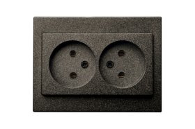 Kištukinis lizdas LIREGUS Epsilon, 2 vietų, įleidžiamas, antracito sp., be įžeminimo, IKL16-409.E/J