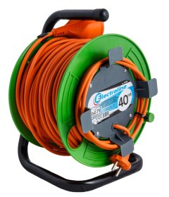 Ilgiklis ritė ELECTRALINE, 1 lizd., 40 m, be įž., 2 x 0,75, oranžinės sp., su dangteliu, su apsauga vaikams ir nuo perkaitimo, 49054
