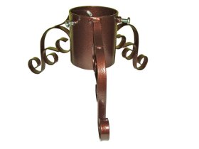 Eglutės stovas riestomis kojomis, rankų darbo, skersmuo 11,4 cm., bronzinės sp., laiko eglutę iki 2,3 m.