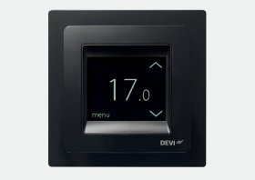 Termostatas DEVIREG Touch ELKO, 16 A su grindų ir patalpos jutikliu, juodas, 140F1069