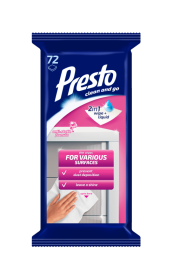 Drėgnos servetėlės baldams PRESTO, 72 vnt.