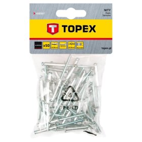Kniedės TOPEX, 4,8 x 23,0, aliumininės, 50 vnt