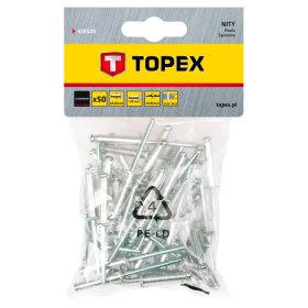 Kniedės TOPEX, 4,8 x 28,0, aliumininės, 50vnt.