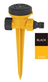 Įsmeigiamasis purkštuvas HERVIN GARDEN+ HG-12210, plastikinis smaigalys kelių įrenginių sujungimui, pasirinkimui 5 purškimo būdai, apipurškimo plotas iki 90 m2