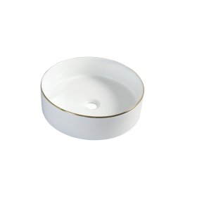 Praustuvas SEPIO Ronda 23B, 400 x 400 x 120 mm, pastatomas, keramika, baltas/auksinė juosta