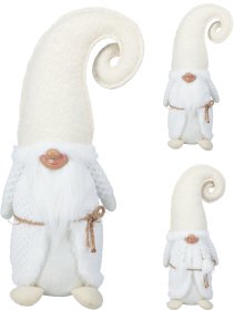 Kalėdinė dekoracija Nykštukas, baltos sp., 2 skirtingi dizainai, 20 x 13 x 43 cm.