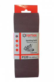 Juosta šlifavimui CORTEX P120, 75 x 457 mm, 3 vnt.