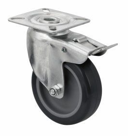 Ratukas WALTECO, diametras 75 mm, su plokštele, pasukamas, su stabdžiu, apkrova 60 kg