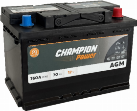 Akumuliatorius CHAMPION POWER AGM 12 V, 70 Ah, 760 A, R, EN760A