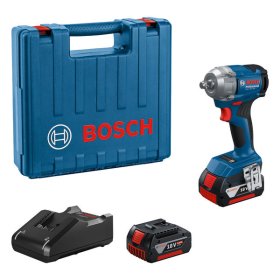 Akumuliatorinis veržliasukis BOSCH Professional GDS 18 V-350, 18 V, komplekte 2 x 4,0 Ah akumuliatoriai ir kroviklis, 06019M5021