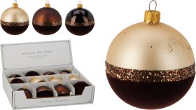 Eglutės žaisliukas, pusiau aksominiai, stiklas, 3 skirtingos sp., skersmuo 8 cm