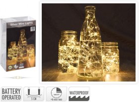 Vandeniui atspari LED girlianda, 20 LED lempučių, šiltai baltos sp., ilgis 1 m