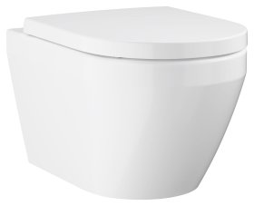 Klozetas GROHE EURO CERAMIC 2.0, pakabinamas, be nuplovimo lanko, su Triple Vortex nuleidimu, su lėtai  nusileidžiančiu dangčiu, baltas, 102510SH00