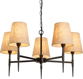 Pakabinamas šviestuvas SEARCHLIGHT Gothic, E14, 5 x 60W, 230V, 660 x 660 x 340 mm, maksimalus aukštis 1300 mm, 30690-5BK