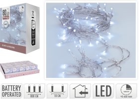 LED girlianda, 80 lempučių, baltos sp., ilgis 8 m