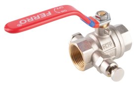 Pilno pralaidumo rutulinis ventilis FERRO Power, su rankiniu nuorintuvu ir kamščiu, ilga rankena, vidus-vidus, 1 1/4", KFPO4, KFPO4