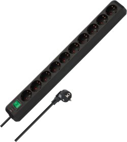 Ilgiklis BRENNENSTUHL Eco-Line, 10 lizd., 3m, su įž., su jungikliu, 3x1,5, juodos sp., 1159300010