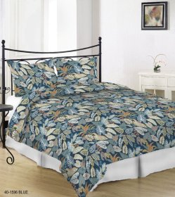 Patalynės užvalkalų komplektas KARALIŠKAS MIEGAS, 140 x 200, 50 x 70 cm, 2 dalių su užtrauktuku, lapų rašto, mėlynos sp.
