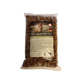 Sausas šunų ėdalas FAMILY DOG,  su jautiena skirtas suaugusiems šunims, 1kg
